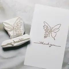 蝶々 thank you 消しゴムはんこ 73