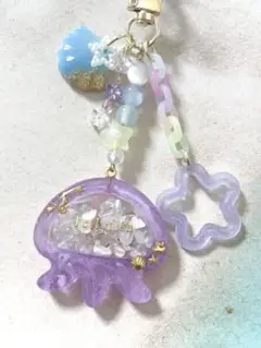 シェイカーキーホルダー　くらげ　パープル