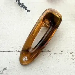 訳あり品/べっ甲風☆ビジュー付きミニヘアクリップ（完成品）２本セット