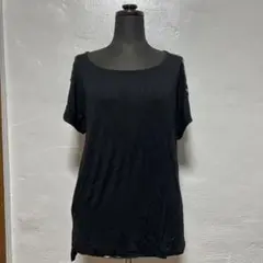 ブラックショルダー装飾Tシャツ Mサイズ