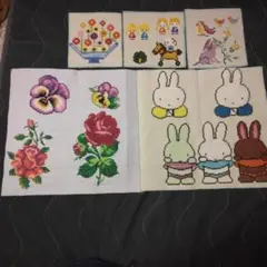 ★ハンドメイド商品★刺繍布セット 花とミッフィー