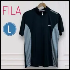 FILA ハーフジップシャツ メンズ　半袖　L ブラック　速乾