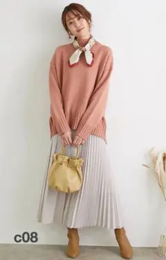 ROPE' PICNIC アシンメトリープリーツスカート(ライトグレー)