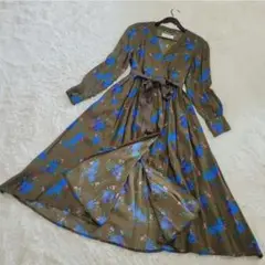 MUVEIL ミュベール ロングワンピース カシュクール 花柄 くるみボタン