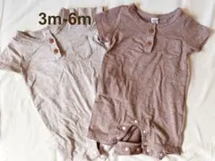 SHEIN ユニセックス 半袖ロンパース 3-6m 2枚セット