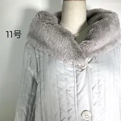 中綿コート ファーコート アウター ロング丈 グレー 上品 大人女子 清楚 羊革