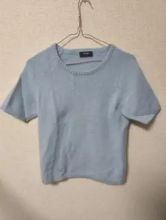 UNIQLO 半袖ニット L ライトブルー