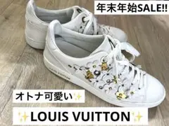 美品✧LOUISVUITTONフロントローライン スニーカー白 花柄#361/2