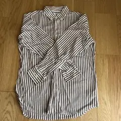 UNIQLO 長袖シャツ M ブラウンストライプ