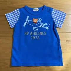 HOT BISCUITS 飛行機　くま　ギンガムチェック Tシャツ　80 70