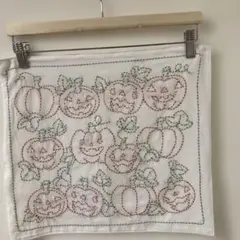 ホビーラホビーレ刺し子布完成品　 ハロウィンかぼちゃ
