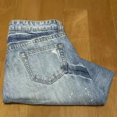 LOWRYS FARM ライトブルー ダメージ加工 ストレートデニムパンツ