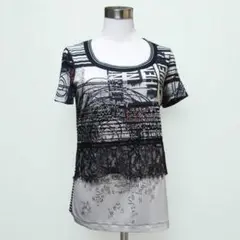 【希少】エロケ eroke ストライプ・レース装飾 半袖Tシャツ イタリア製