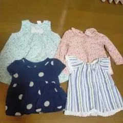 ベビー服セット 95cm以下 フリル・リボン付き　4枚