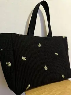 ヌビバッグ　ブラック×ミモザ　ショルダーベルト付トートバッグ ヌビバッグブラック×ミモザショルダーベルト付トートバッグ