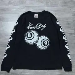 美品 パンクドランカーズ 長袖Tシャツ ロンT 袖プリント くっきー 黒 S