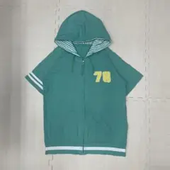 ELRODEO フード付きパーカー Tシャツパーカー　グリーン　半袖