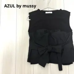 アズールバイマウジー レディース ノースリーブブラウス リボン ブラック 黒