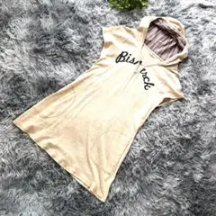 Bismarck【M相当】フード Tシャツ ベージュ Vネック
