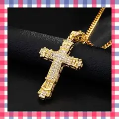 ジルコニア クロスネックレス 十字架 ☆ゴールド
