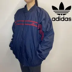 アディダス ブルゾン メンズXL ネイビー×赤 フードなし