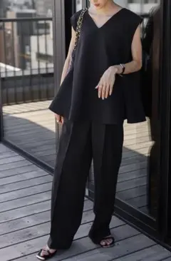 【新品・未使用】Bonjour sagan＊ブラウス×パンツセット＊ブラック