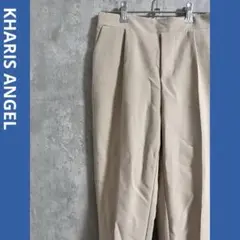 KHARIS ANGEL ベージュ タックスリムフィット パンツ ゴム