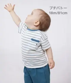 【新品】プチバトー　ストライプ柄ポケット付きTシャツ18m/81cm