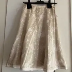 クレージュ　花柄　シルク　フレアスカート