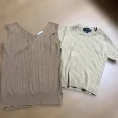 ブラウンノースリーブ リブニット　Sサイズ　セット売り