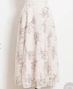 Noela　線描き　刺繍　レース　スカート　花柄　フラワー　noela