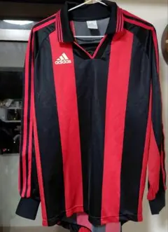 adidas 赤黒 ストライプ 長袖　Lサイズ