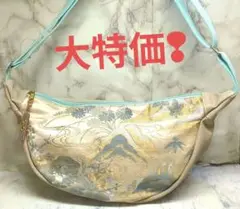 帯リメイク刺繍デザイン 半月型ボディバッグ#0812ハンドメイドJA龍★匿名配送