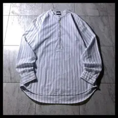 00s OLD GAP シアサッカー バンドカラー ストライプ シャツ 長袖 L