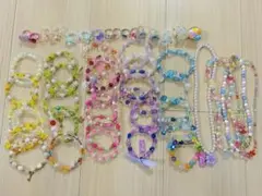 子供用カラフルビーズブレスレット ネックレス 指輪 48個 まとめ売り