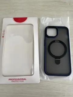 iPhone15ケース リング付き　ネイビー