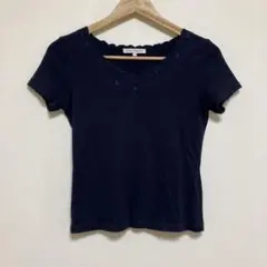 LAURA ASHLEY ローラアシュレイ　ネイビー 半袖 トップス S
