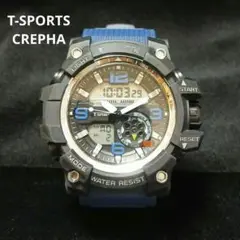 T-SPORTS CREPHA TS-AD095 アナログデジタル腕時計 青 黒