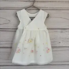 プチバトー　ワンピース　前あき　刺繍　18m