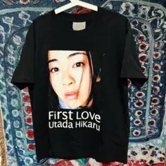 宇多田ヒカル ティーシャツ 半袖 メンズ ヴィンテージリプリント L XL 黒