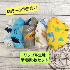 ☆限定セール☆男の子用〜ハンドメイドマスク〜リップル生地恐竜柄5枚セット☆