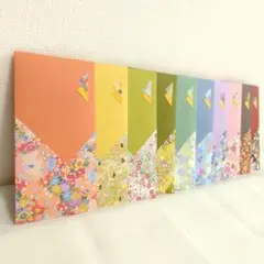 ポチ袋　長封筒　和風柄　熨斗付き　10枚セット　ハンドメイド　◇158