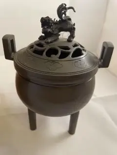 銅製 六角 象足 獅子蓋 香炉 未使用 共箱(LC790) 銅製 六角 象足 獅子蓋 香炉 未使用 共箱(LC790)（高岡銅器 香炉