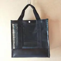 【美品】ブラック メッシュ トートバッグ　カジュアル　プール　温泉　used