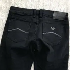 美品●アルマーニ ストレートパンツ イーグルロゴ スパンコール ストレッチ 26