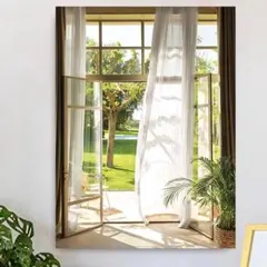 タペストリー壁飾り おしゃれ壁掛け装飾布 カーテン越しの広い庭 70ｘ100cm