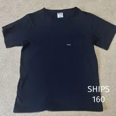 SHIPS ネイビー 刺繍　ポケットTシャツ　160