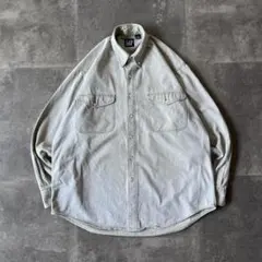 90s OLD GAP BDデニムシャツ L フェード 生成り風 A327
