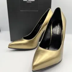 極美品　サンローラン　パンプス　ピンヒール　近年モデル　ポインテッドトゥ　金色