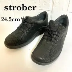【美品】ストロバー storoberスニーカー 24.5cm ブラック 通気性◎